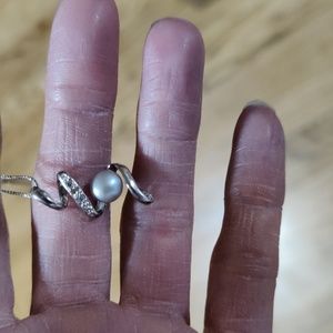 Sterling Italian silver with imitation diamonds and a pearl